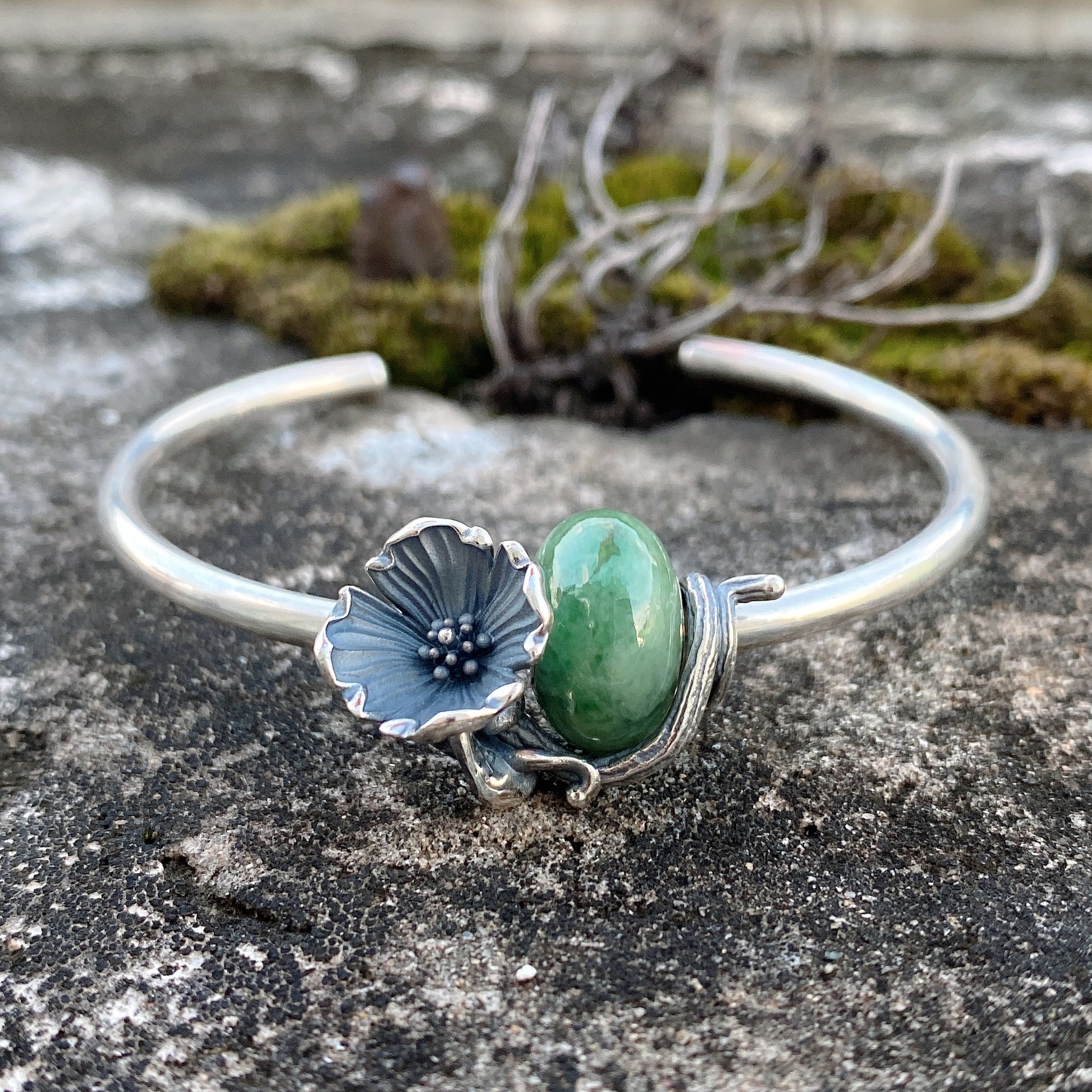 Morning Glory Flower Silver Charm