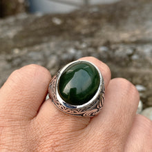 Fleur-De-Lis Silver Ring with Russian Jade
