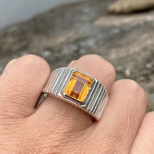Bold Men’s Ring – Sterling Silver S925 with Natural Citrine 8x10mm