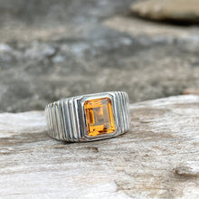 Bold Men’s Ring – Sterling Silver S925 with Natural Citrine 8x10mm
