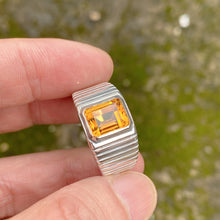 Bold Men’s Ring – Sterling Silver S925 with Natural Citrine 8x10mm