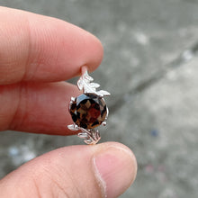 Smoky Quartz Ring Tree Leaves Band
