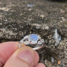 Natural Moonstone Ring Tree Leaves Band