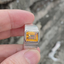Bold Men’s Ring – Sterling Silver S925 with Natural Citrine 8x10mm