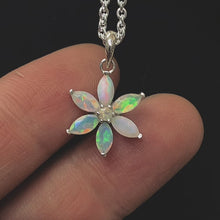 Opal Necklace, Flower Design