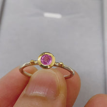 Pink Ruby Ring 10K Gold Setting With Gold Dots