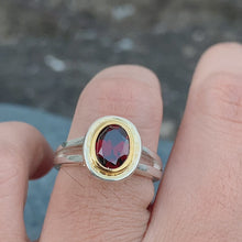 Natural Garnet Ring 14K Gold Bezel