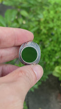 Russian Nephrite Signet Ring for Men,Acanthus Leaf Band Design