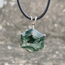 Moss Agate Necklace Large Pendant