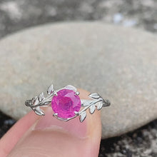 Ruby Ring Tree Leaves Band