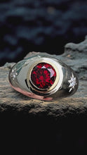 Signet Ring Garnet 10K Gold Setting