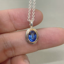 Blue Sapphire Necklace 14 Gold Bezel