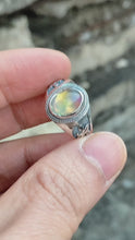 Fire Opal Ring Fleur-de-lis Band