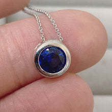 Natural Sapphire Necklace 10K White Gold