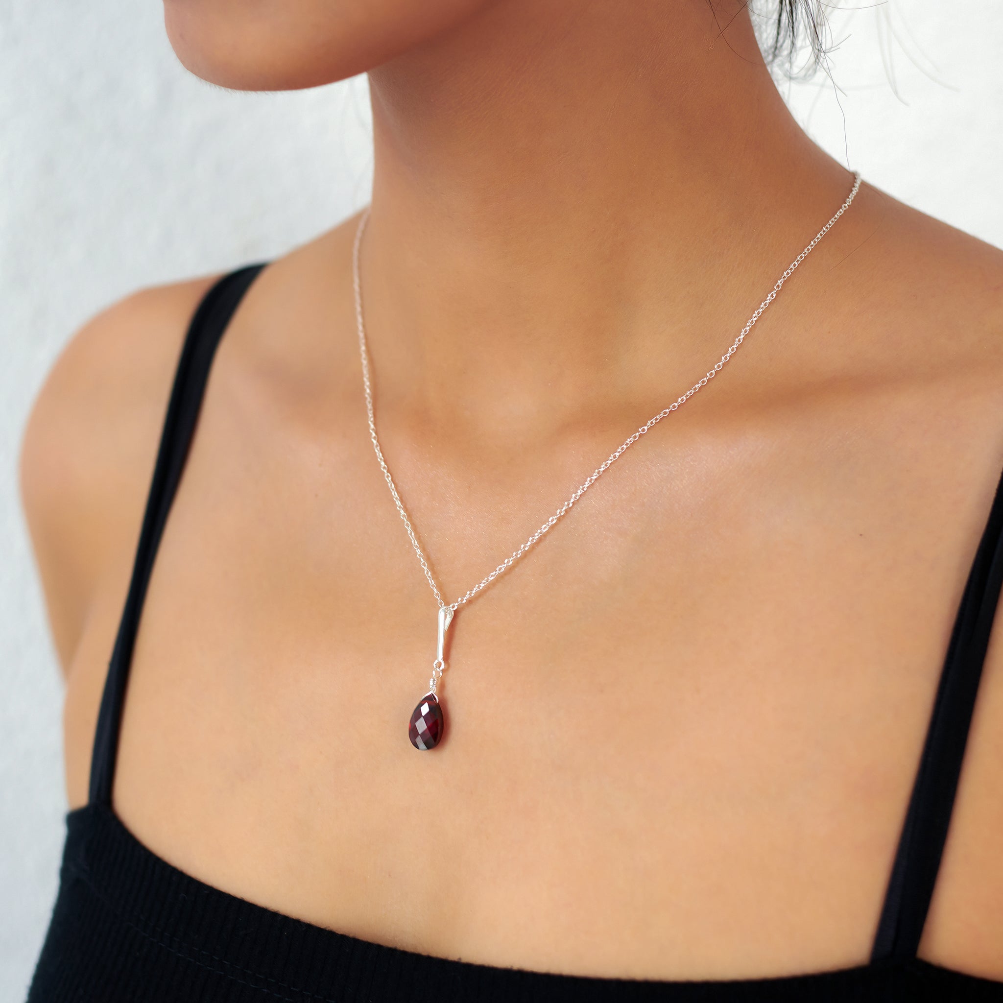 Garnet Drop Necklace